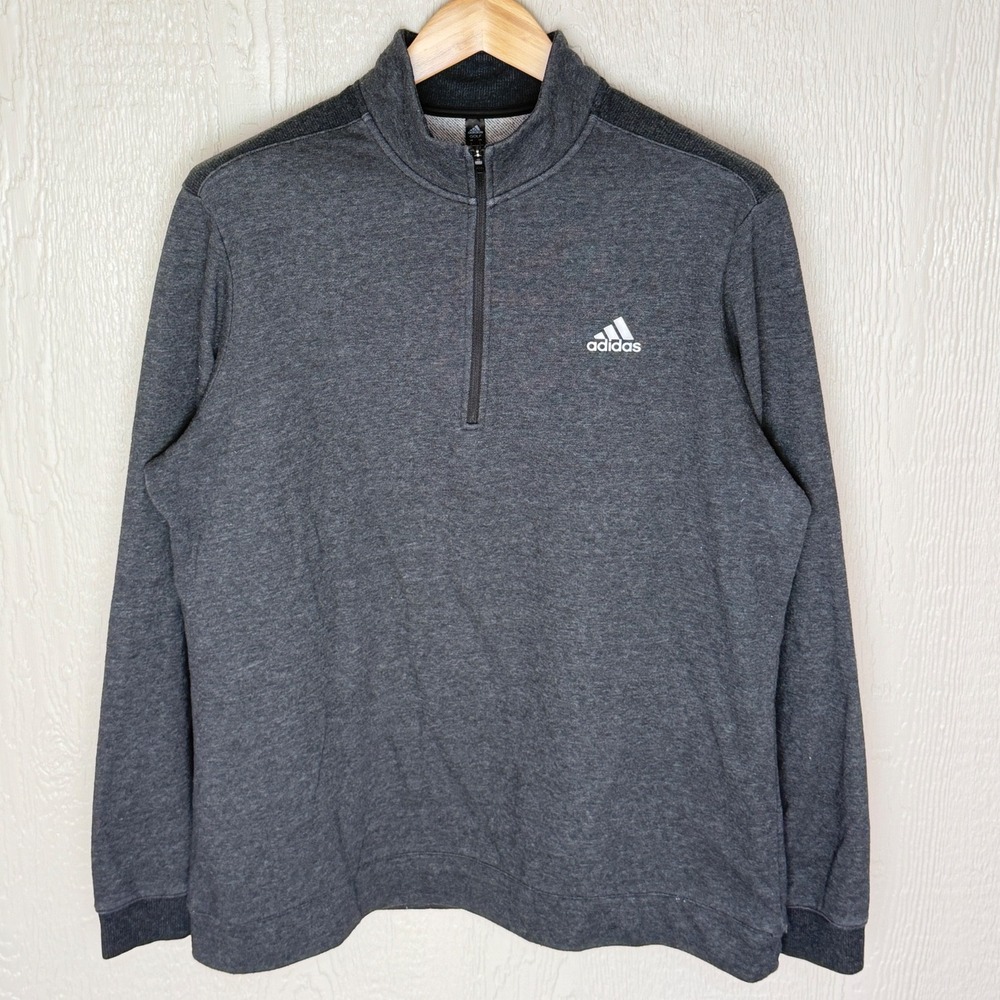 Adidas Golf Mens Large Gray Heathered Quarter Zip Pullover Sweatshirt